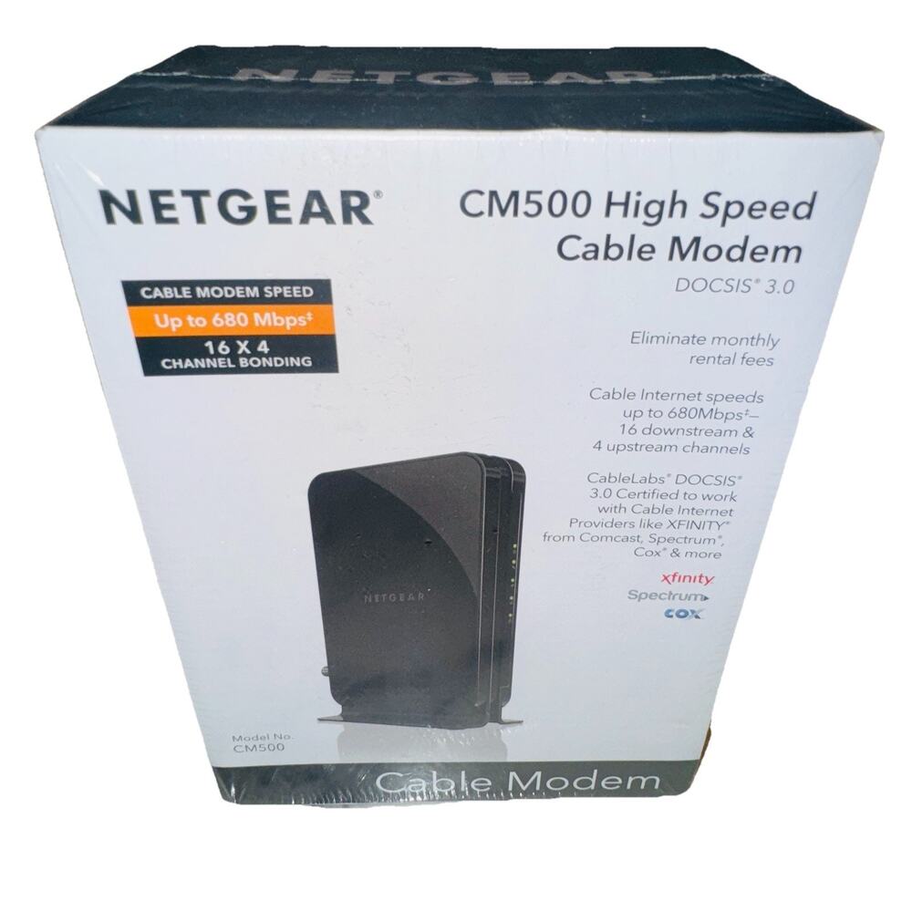 NEW SEALED NETGEAR CM500-1AZNAS 16x4 DOCSIS 3.0‎ Cable Modem Speeds of 686mbps